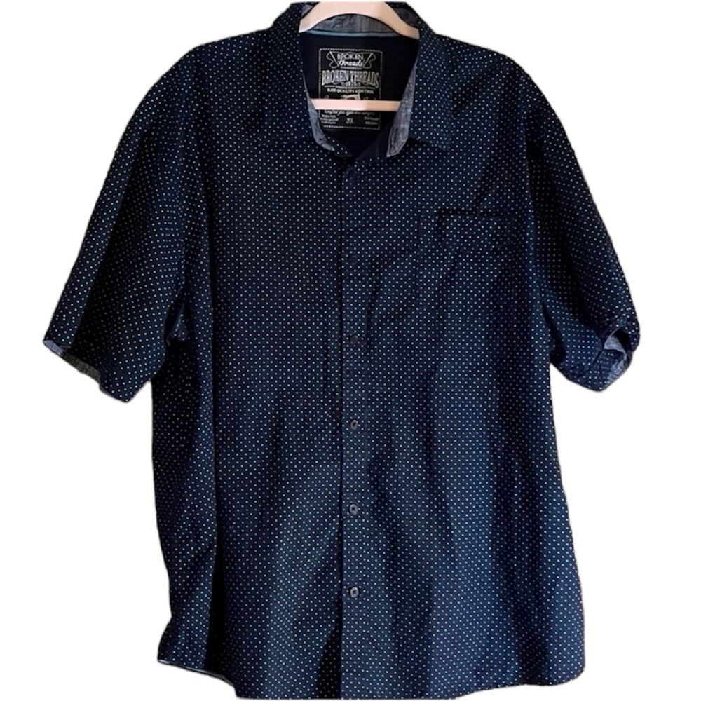 BROKEN THREADS Men’s Blue Patterned Button Down Shirt size 3X 100% Cotton